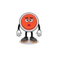 emergency button cartoon illustration with sad face vector