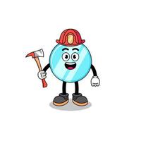 Cartoon mascot of mirror firefighter vector