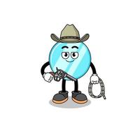 Character mascot of mirror as a cowboy vector