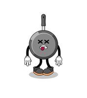 frying pan mascot illustration is dead vector