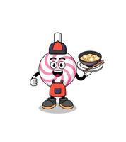Illustration of lollipop spiral as an asian chef vector