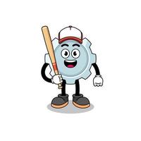 gear mascot cartoon as a baseball player vector