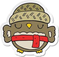 sticker of a cute cartoon owl in hat vector