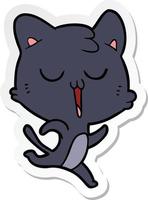 sticker of a cartoon cat singing vector