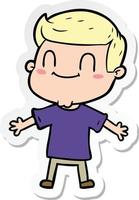 sticker of a cartoon friendly man vector
