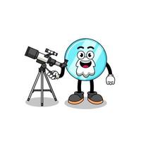 Illustration of mirror mascot as an astronomer vector