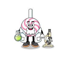 Mascot of lollipop spiral as a scientist vector