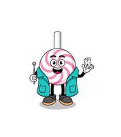 Illustration of lollipop spiral mascot as a dentist vector