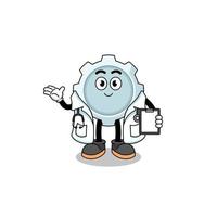 Cartoon mascot of gear doctor vector