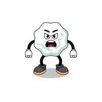 chewing gum cartoon illustration with angry expression vector