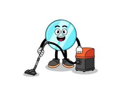 Character mascot of mirror holding vacuum cleaner vector