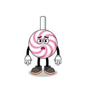 lollipop spiral cartoon illustration with sad face vector