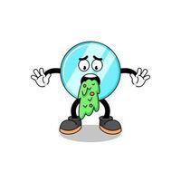 mirror mascot cartoon vomiting vector