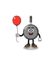 Cartoon of frying pan holding a balloon vector