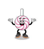 lollipop spiral cartoon searching with happy gesture vector