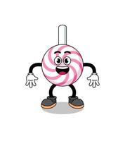 lollipop spiral cartoon with surprised gesture vector