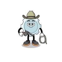 Character mascot of gear as a cowboy vector