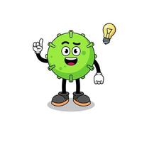 virus cartoon with get an idea pose vector