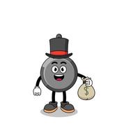 frying pan mascot illustration rich man holding a money sack vector