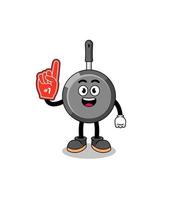 Cartoon mascot of frying pan number 1 fans vector