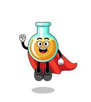 lab beakers cartoon with flying superhero vector