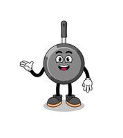 frying pan cartoon with welcome pose vector