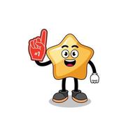 Cartoon mascot of star number 1 fans vector