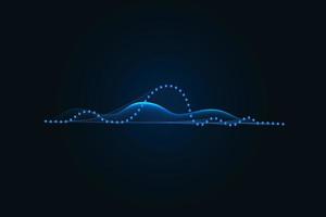 Sound wave illustration on a dark background. Abstract blue digital equalizer indicators. vector