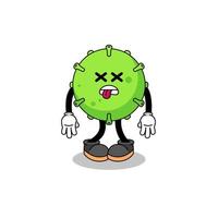 virus mascot illustration is dead vector