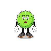 virus cartoon illustration with sad face vector