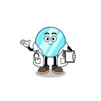 Cartoon mascot of mirror doctor vector