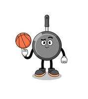 frying pan illustration as a basketball player vector