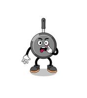 Character Illustration of frying pan with tongue sticking out vector