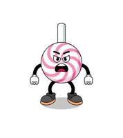 lollipop spiral cartoon illustration with angry expression vector