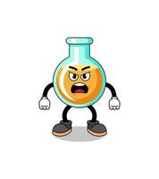 lab beakers cartoon illustration with angry expression vector