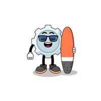 caricatura de mascota de equipo como surfista vector