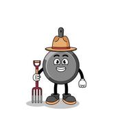 Cartoon mascot of frying pan farmer vector