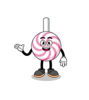 lollipop spiral cartoon with welcome pose vector