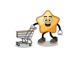 Cartoon of star holding a shopping trolley vector