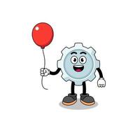 Cartoon of gear holding a balloon vector