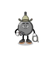 Character mascot of frying pan as a cowboy vector