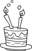 garabato de dibujo lineal de un pastel de cumpleaños vector