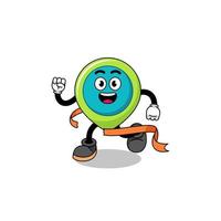 Mascot cartoon of location symbol running on finish line vector