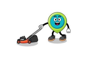 location symbol illustration cartoon holding lawn mower vector