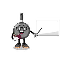 Mascot cartoon of frying pan teacher vector