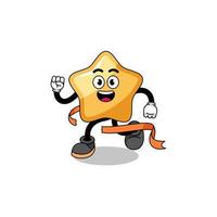 Mascot cartoon of star running on finish line vector