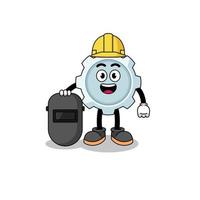 Mascot of gear as a welder vector