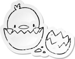 distressed sticker of a cartoon chick vector