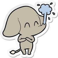 pegatina de un lindo elefante de dibujos animados arrojando agua vector