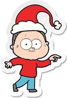 sticker cartoon of a happy old woman wearing santa hat vector